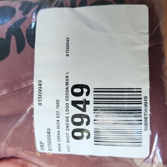 New Free People FP Movement Hot Shot Logo Onesie Mocha Combo Overalls Jumpsuit L - Picture 16 of 16